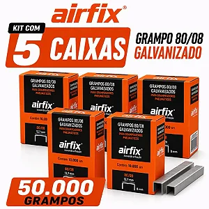 Grampos 80/08 Airfix Kit 5 Caixas 50.000 Grampos Linha 80 Galvanizado Tapeceiro