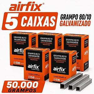 Kit 5 Caixas Grampos 80/10 Airfix 50.000 Grampos Linha 80 Galvanizado Estofaria Couro