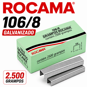 Grampos 106/8 Rocama 2.500 Grampos Galvanizado Para Estofaria Sofá Madeira e Artesanato