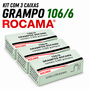 Kit 3 Caixas Grampos 106/6 Rocama 10.500 Grampos Galvanizado Para Estofaria Madeira e Artesanato Profissional