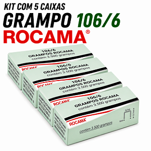 Kit 5 Caixas Grampos Rocama 106/6 Galvanizado 17.500 Grampo Alta Fixação Tapeçaria Estofados Madeira Uso Profissional