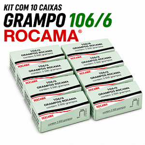 Kit 10 Caixas Grampos 106/6 Rocama 35.000 Grampos Galvanizado Atacado Revenda Estofaria Madeira