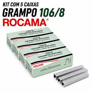 Kit 5 Caixas Grampo 106/8 Galvanizado 12.500 Grampos Rocama Tapeceiro Estofados Madeira Profissional