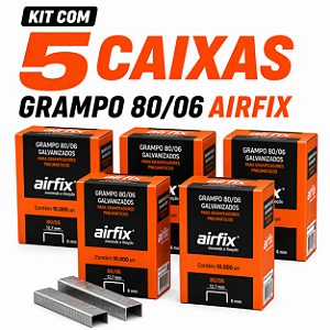Grampo 80/06 Caixa c/ 10.000 Unid. Airfix 5 caixas 50.000 Grampos