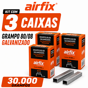 Grampo 80/08 Caixa c/ 10.000 Unid. Airfix 3 Caixas 30.000 Grampos