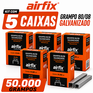 Grampo 80/08 Airfix 50.000 Grampos 5 Caixas Rendimento para Estofador Marcenaria MDF Madeira