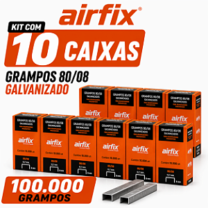Grampo 80/08 Caixa c/ 10.000 Unid. Airfix 10 Caixas 100.000 Grampos