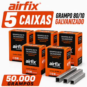 Grampo 80/10 Caixa c/ 10.000 Unid. Airfix 5 Caixas 50.000 Grampos