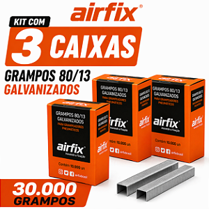 Grampo 80/13 Caixa c/ 10.000 Unid. Airfix 3 Caixas 30.000 Grampos