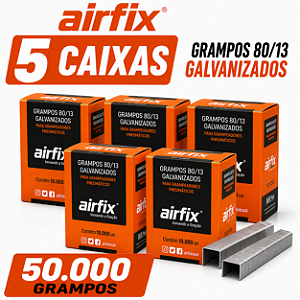 Grampo 80/13 Caixa c/ 10.000 Unid. Airfix 5 Caixas 50.000 Grampos