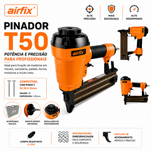 Pinador Pneumático Airfix T50 Industrial Profissional para Pinos Tipo T até 50mm