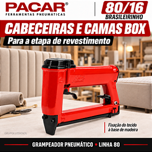 Grampeador Pneumático Pacar 80/16 Brasileirinho para Tapeçaria e Estofados