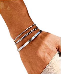 Conjunto pulseira minimalista - Aço cirúrgico ajustável