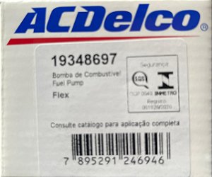 Bomba de combustivel ACDelco para motores Flex Cod 19348697