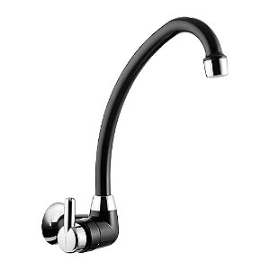 Torneira Cozinha Bancada Bica Alta Lorenzetti Bric Preta/Cromado