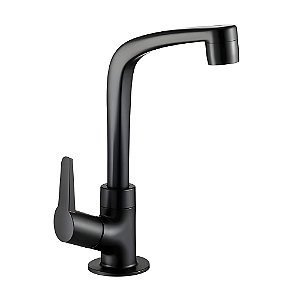 Torneira Banheiro Bancada Bica Alta Lorenzetti Flatt Preto Fosco