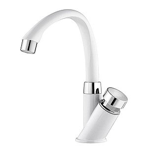 Torneira Banheiro Bancada Bica Baixa Tigre Automática Branco/Cromado