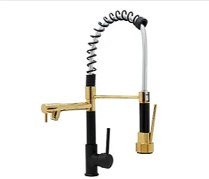 TORNEIRA GOURMET VIP MONOCOMANDO MISTURADOR SPRAY PRETO COM DOURADO/GOLD