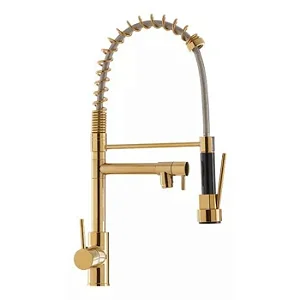 TORNEIRA COZINHA GOURMET MISTURADOR MONOCOMANDO SPRAY VIP DOURADA GOLD