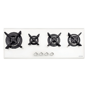 Cooktop a Gás com Acendimento Automático 4 Bocas Tramontina Design Collection Slim Glass Flat - Branco