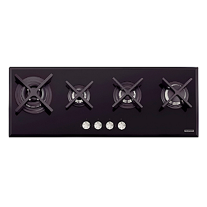 Cooktop a Gás com Acendimento Automático 4 Bocas Tramontina Design Collection Slim Glass Flat - Preto