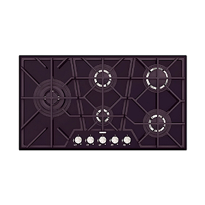 Cooktop a Gás em Vidro Temperado 5 Bocas Tramontina Design Collection - Preto Fosco
