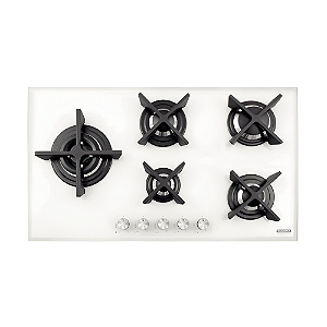Cooktop a Gás em Vidro Temperado com Acendimento Automático 5 Bocas Tramontina Design Collection - Branco