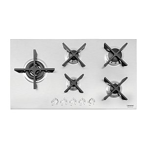 Cooktop 5 Bocas a Gás Tramontina Design Collection Penta Inox Flat Aço Inox Automático - Bivolt
