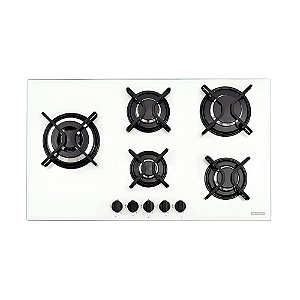 Cooktop a Gás em Vidro Temperado Acendimento Automático 5 Bocas Tramontina Penta Side Plus Bivolt - Branco