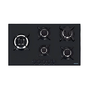 Cooktop a Gás em Vidro Temperado Acendimento Automático 5 Bocas Tramontina Penta Side Plus Bivolt - Preto