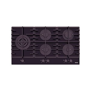 Cooktop à Gás Tramontina Penta Plus 5GG Tri He Safestop 90 SemiprofissionaL - Aço Inox