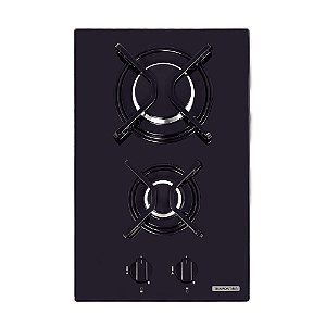 Cooktop a Gás em Vidro Temperado Preto com Acendimento Automático 2 Bocas Tramontina Dominó - Bivolt
