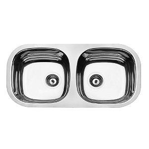 Cuba Dupla de Embutir em Aço Inox Polido com Válvula Tramontina Isis 2C 34 BL 72x34 cm