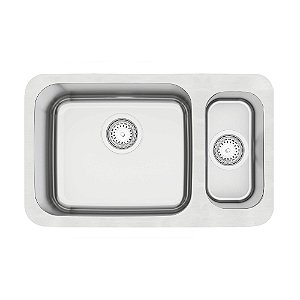 Cuba Dupla de Embutir em Aço Inox Escovado com Válvula Tramontina Dora Duo 1.5C 40BL 64x39 cm