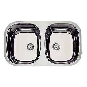 Cuba Dupla de Embutir em Aço Inox Alto Brilho com Válvula Tramontina Isis 2C 34 BL 77x45 cm