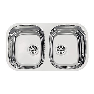 Cuba Dupla de Embutir em Inox Alto Brilho com Válvula com Escape Tramontina Isis 2C 34 BL 77x45 cm