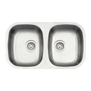 Cuba Dupla de Embutir em Aço Inox Escovado com Válvula com Escape Tramontina Isis 2C 34 BL 77x45 cm