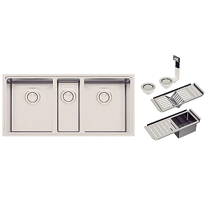 Cuba Tramontina Quadrum 2.5C 34 em aço inox com acessórios - Aço Inox