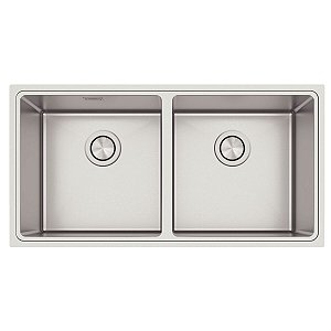 Cuba Tramontina Quadrum 2C 40 em Aço Inox com Acabamento Scotch Brite + Acessórios - Aço Inox