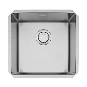 Cuba de Embutir em Aço Inox Acetinado com Válvula Tramontina Quadrum 40 U 44x44 cm - Aço Inox Acetinado