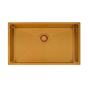 Cuba em Aço Inox com Revestimento PVD 70x40 cm Tramontina Design Collection Quadrum - Gold