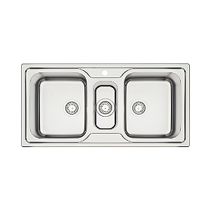 Cuba Tripla de Sobrepor em Inox Escovado com Válvula Tramontina Marea Deep 2.5C 100x50 cm