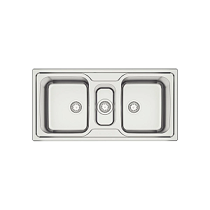 Cuba Tripla de Sobrepor em Inox Escovado com Válvula Tramontina Marea Deep 2.5C 100x50 cm