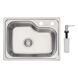 Cuba de Embutir em Aço Inox Escovado com Válvula e Dosador Tramontina Morgana Compact 48 FX 55x40 cm