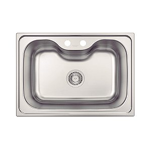 Cuba de Sobrepor em Aço Inox Escovado com Válvula Tramontina Morgana 60 FX 69x49 cm