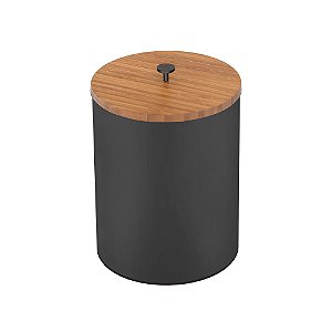 Lixeira em Aço Inox com Acabamento Scotch Brite Tramontina Útil 5L - Preto Fosco / Bambu