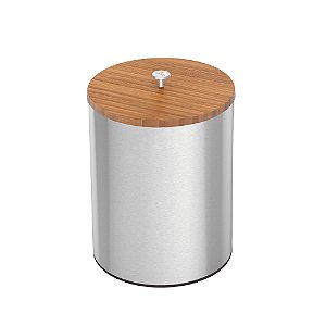 Lixeira em Aço Inox com Acabamento Scotch Brite Tramontina Útil 5L - Aço Inox / Bambu