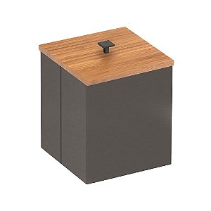 Lixeira em Aço Inox com Acabamento Scotch Brite Tramontina Luz 4,5L - Preto Fosco / Bambu