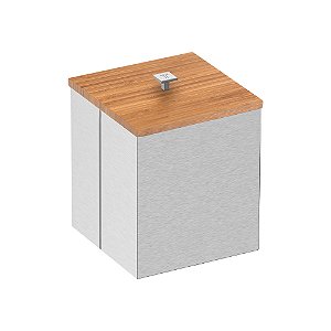 Lixeira em Aço Inox com Acabamento Scotch Brite Tramontina Luz 4,5L - Aço Inox / Bambu