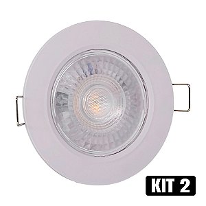 Kit 2 Spot LED 5W Embutir Redondo Branco Frio